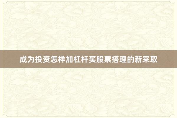 成为投资怎样加杠杆买股票搭理的新采取