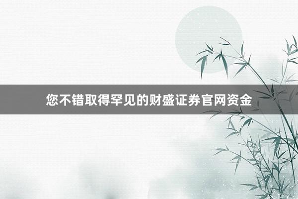 您不错取得罕见的财盛证券官网资金
