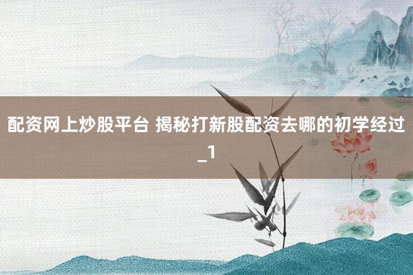 配资网上炒股平台 揭秘打新股配资去哪的初学经过_1