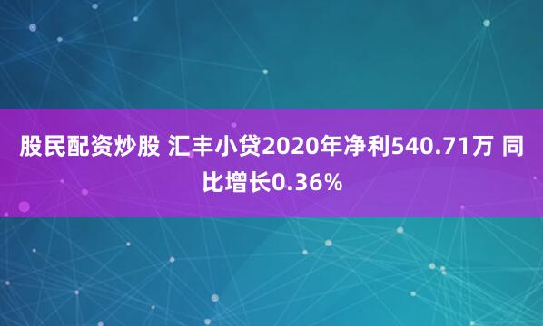 股民配资炒股 汇丰小贷2020年净利540.71万 同比增长0.36%